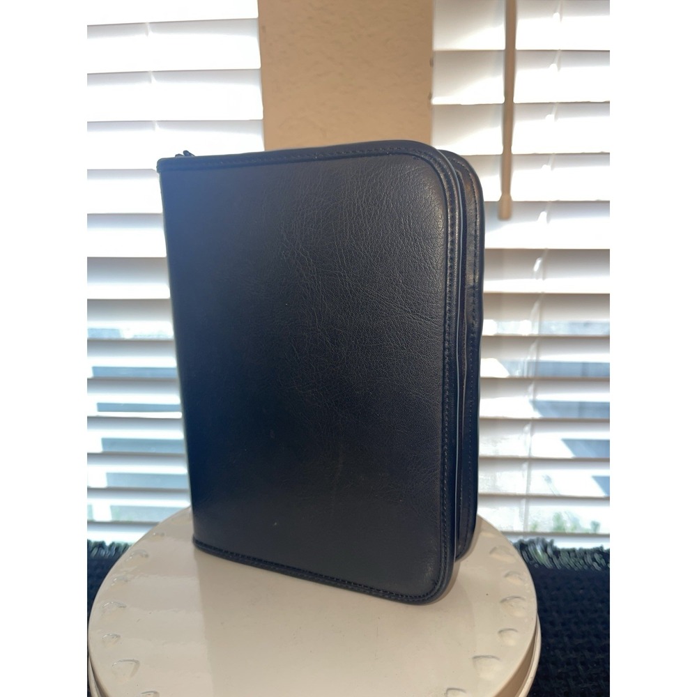 Vintage Perry Ellis Black Leather Day Planner / Organizer